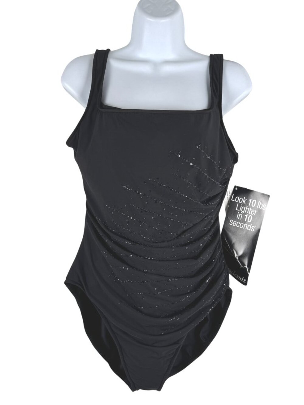 Miraclesuit One Piece Swimsuit Size 16 Black Sequins Underwire NWT SW-2180